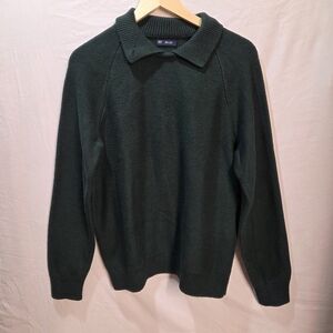 Forest Green Gap Cashsoft Sweater Sz Small Standing Collar Button Detail Quality